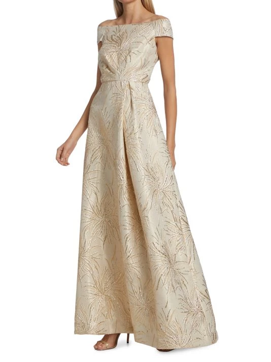 Teri Jon By Rickie Freeman Metallic Embroidered Gown 4 Teri Jon By Rickie Freeman Metallic Embroidered Gown - Image 2