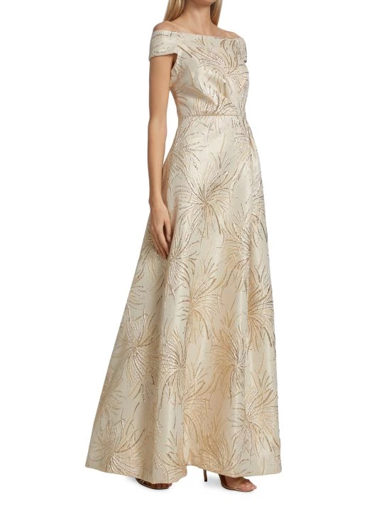Teri Jon By Rickie Freeman Metallic Embroidered Gown 6 Teri Jon By Rickie Freeman Metallic Embroidered Gown - Image 4