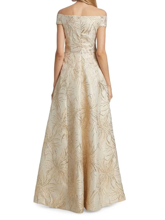 Teri Jon By Rickie Freeman Metallic Embroidered Gown 7 Teri Jon By Rickie Freeman Metallic Embroidered Gown - Image 5