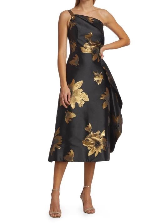 Teri Jon By Rickie Freeman One-Shoulder Jacquard Gown 4 Teri Jon By Rickie Freeman One-Shoulder Jacquard Gown - Image 2