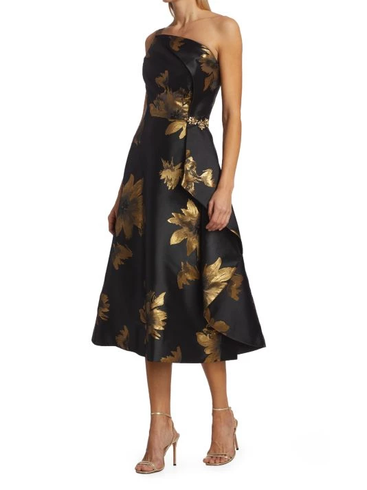 Teri Jon By Rickie Freeman One-Shoulder Jacquard Gown 6 Teri Jon By Rickie Freeman One-Shoulder Jacquard Gown - Image 4