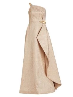 Teri Jon By Rickie Freeman Sequin-Embellished One-Shoulder Gown