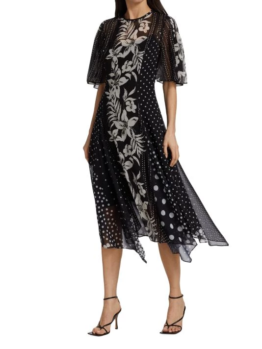 Teri Jon By Rickie Freeman Floral Polka Dot Midi-Dress 4 Teri Jon By Rickie Freeman Floral Polka Dot Midi-Dress - Image 2