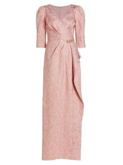 Teri Jon By Rickie Freeman Metallic Embellished Gown