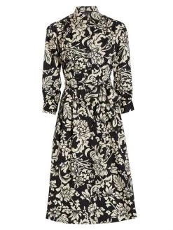 Teri Jon By Rickie Freeman Floral Belted Shirtdress