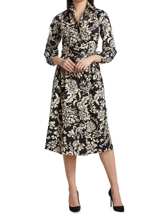 Teri Jon By Rickie Freeman Floral Belted Shirtdress 5 Teri Jon By Rickie Freeman Floral Belted Shirtdress - Image 3