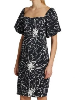 Teri Jon By Rickie Freeman Floral Puff-Sleeve Dress -Rickie Freeman Sales 2022 unnamed file 1343