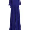 Teri Jon By Rickie Freeman Plissé V-Neck Gown