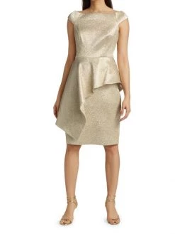 Teri Jon By Rickie Freeman Off-The-Shoulder Jacquard Peplum Sheath Dress -Rickie Freeman Sales 2022 unnamed file 1356
