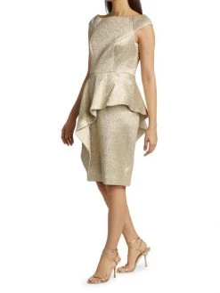 Teri Jon By Rickie Freeman Off-The-Shoulder Jacquard Peplum Sheath Dress -Rickie Freeman Sales 2022 unnamed file 1357