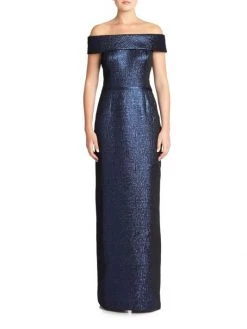 Teri Jon By Rickie Freeman Off-The-Shoulder Metallic Jacquard Gown Light Gold -Rickie Freeman Sales 2022 unnamed file 1363