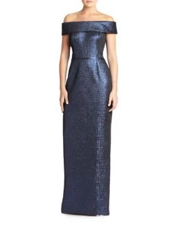 Teri Jon By Rickie Freeman Off-The-Shoulder Metallic Jacquard Gown Light Gold -Rickie Freeman Sales 2022 unnamed file 1366