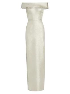 Teri Jon By Rickie Freeman Off-The-Shoulder Metallic Jacquard Gown Light Gold -Rickie Freeman Sales 2022 unnamed file 1367