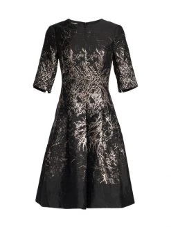Teri Jon By Rickie Freeman Metallic Jacquard A-Line Dress Black Bronze -Rickie Freeman Sales 2022 unnamed file 142
