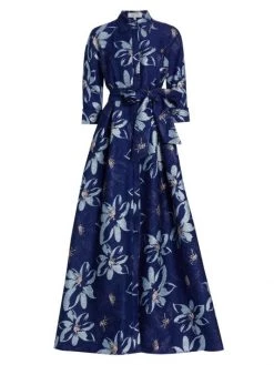 Teri Jon By Rickie Freeman Floral Jacquard Gown