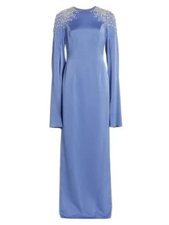 Teri Jon By Rickie Freeman Embellished Satin Gown
