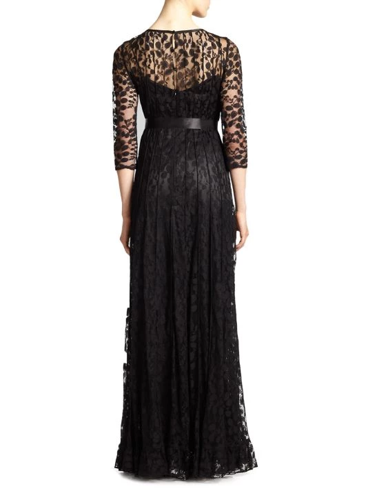 Teri Jon By Rickie Freeman Lace Pintuck Gown Black 7 Teri Jon By Rickie Freeman Lace Pintuck Gown Black - Image 5