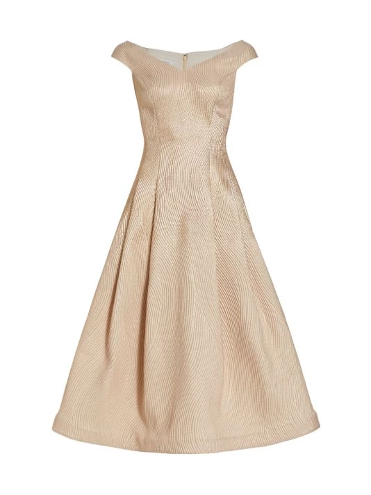 Teri Jon By Rickie Freeman Jacquard Tea-Length Gown 3 Teri Jon By Rickie Freeman Jacquard Tea-Length Gown