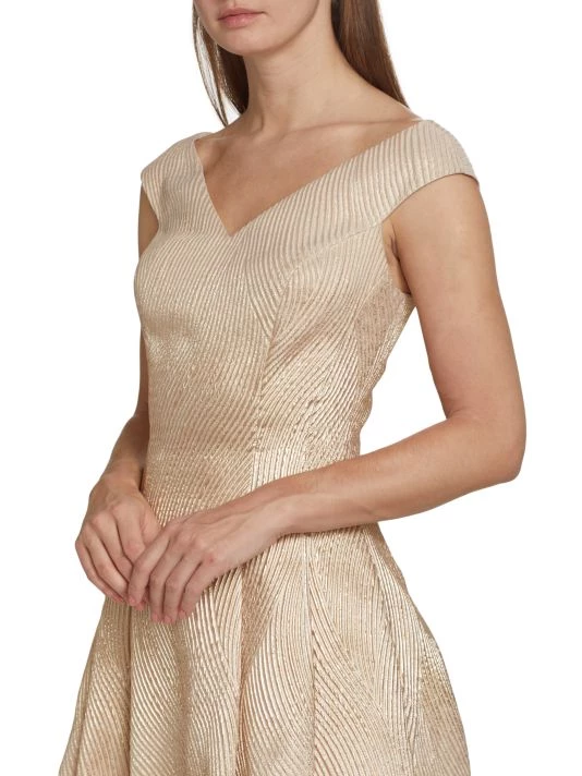 Teri Jon By Rickie Freeman Jacquard Tea-Length Gown 8 Teri Jon By Rickie Freeman Jacquard Tea-Length Gown - Image 6