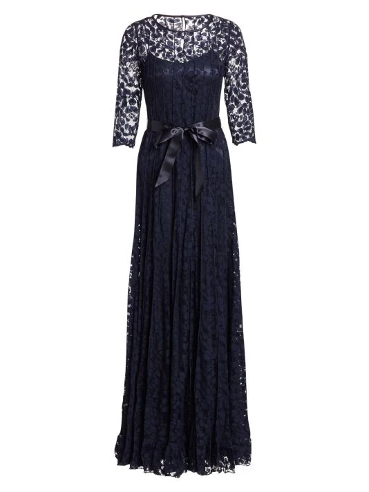 Teri Jon By Rickie Freeman Lace Pintuck Gown Black 10 Teri Jon By Rickie Freeman Lace Pintuck Gown Black - Image 8