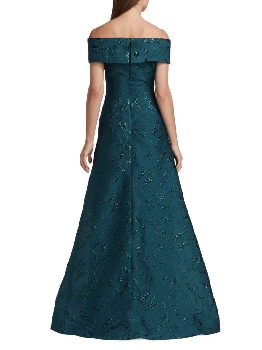 Teri Jon By Rickie Freeman Half Bow Jacquard Gown 7 Teri Jon By Rickie Freeman Half Bow Jacquard Gown - Image 5