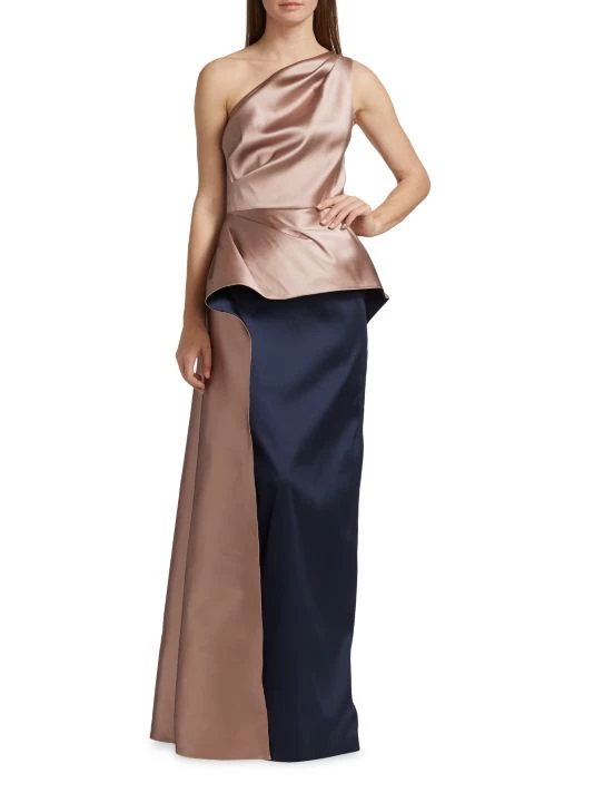 Teri Jon By Rickie Freeman One-Shoulder Peplum Gown 4 Teri Jon By Rickie Freeman One-Shoulder Peplum Gown - Image 2