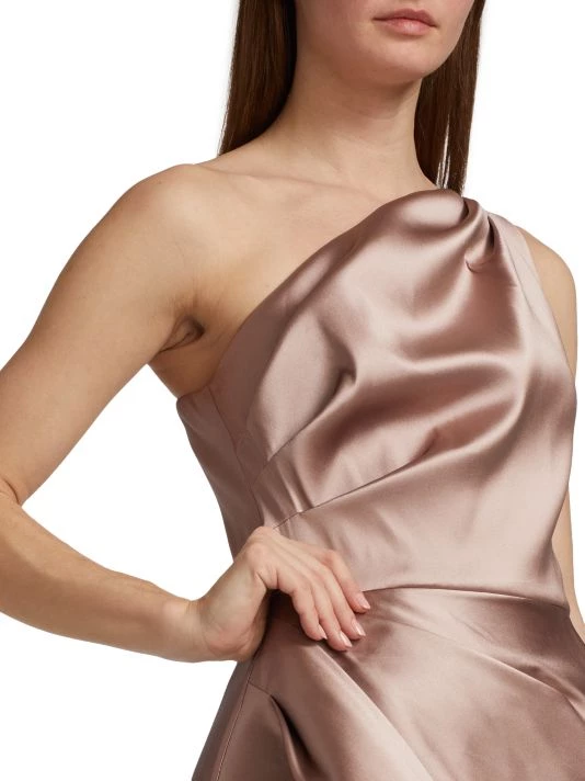Teri Jon By Rickie Freeman One-Shoulder Peplum Gown 8 Teri Jon By Rickie Freeman One-Shoulder Peplum Gown - Image 6