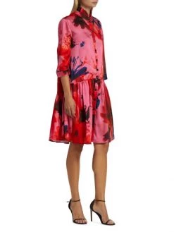 Teri Jon By Rickie Freeman Printed Twill Drop-Waist Shirtdress -Rickie Freeman Sales 2022 unnamed file 262