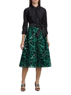Teri Jon By Rickie Freeman Belted Taffeta & Jacquard Shirtdress -Rickie Freeman Sales 2022 unnamed file 275
