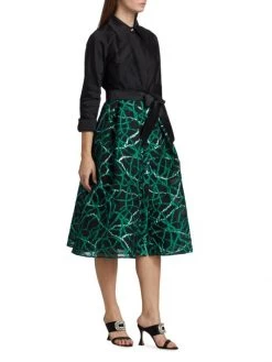 Teri Jon By Rickie Freeman Belted Taffeta & Jacquard Shirtdress -Rickie Freeman Sales 2022 unnamed file 276