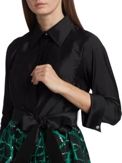 Teri Jon By Rickie Freeman Belted Taffeta & Jacquard Shirtdress -Rickie Freeman Sales 2022 unnamed file 278