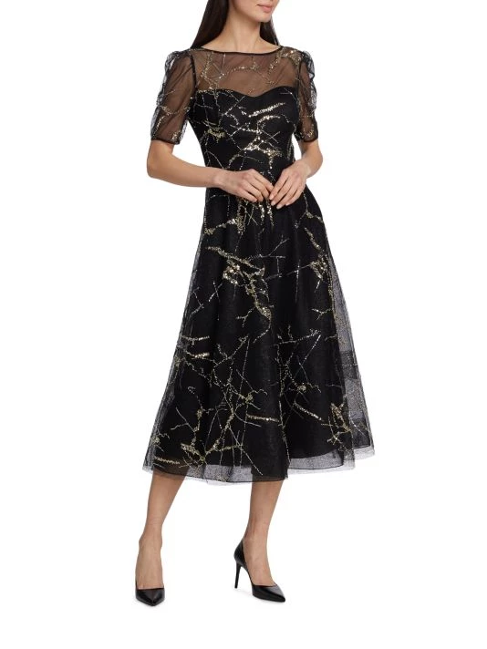 Teri Jon By Rickie Freeman Web Sequin Tulle Dress 4 Teri Jon By Rickie Freeman Web Sequin Tulle Dress - Image 2