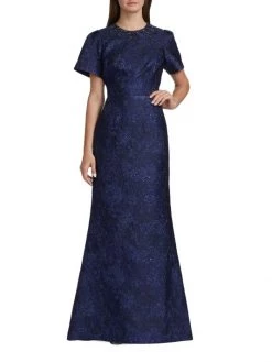 Teri Jon By Rickie Freeman Jacquard Short-Sleeve Gown -Rickie Freeman Sales 2022 unnamed file 296