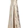 Teri Jon By Rickie Freeman Portrait Neck Metallic Jacquard Gown