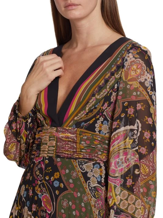 Teri Jon By Rickie Freeman Pleated Paisley Chiffon Gown 8 Teri Jon By Rickie Freeman Pleated Paisley Chiffon Gown - Image 6