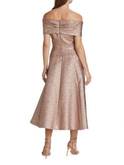 Teri Jon By Rickie Freeman Off-The-Shoulder Metallic Midi-Dress -Rickie Freeman Sales 2022 unnamed file 326