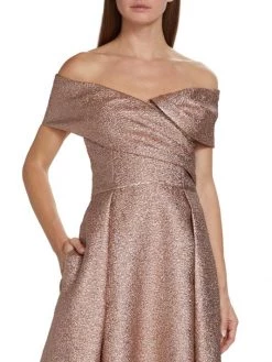 Teri Jon By Rickie Freeman Off-The-Shoulder Metallic Midi-Dress -Rickie Freeman Sales 2022 unnamed file 327
