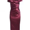 Teri Jon By Rickie Freeman Off-The-Shoulder Ruched Taffeta Dress