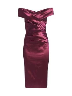 Teri Jon By Rickie Freeman Off-The-Shoulder Ruched Taffeta Dress