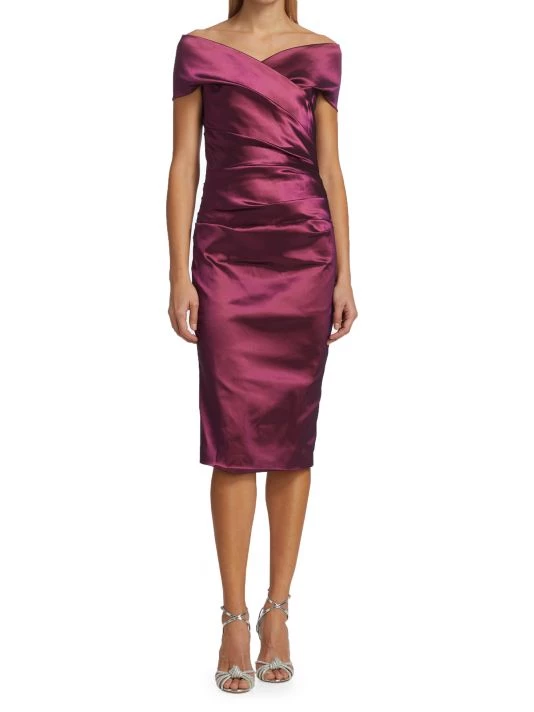 Teri Jon By Rickie Freeman Off-The-Shoulder Ruched Taffeta Dress 5 Teri Jon By Rickie Freeman Off-The-Shoulder Ruched Taffeta Dress - Image 3