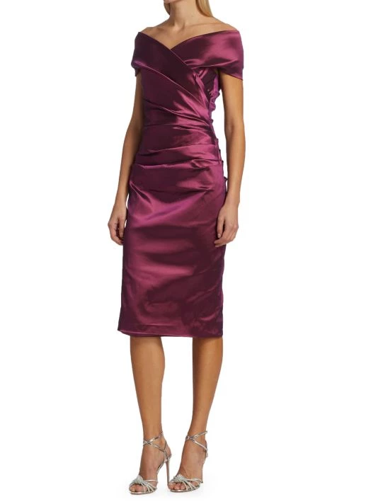 Teri Jon By Rickie Freeman Off-The-Shoulder Ruched Taffeta Dress 6 Teri Jon By Rickie Freeman Off-The-Shoulder Ruched Taffeta Dress - Image 4