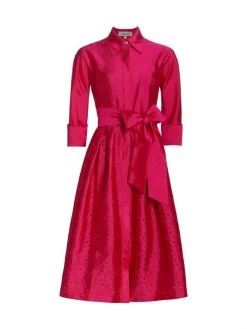 Teri Jon By Rickie Freeman Taffeta Laser Cut Shirtdress Hot Pink -Rickie Freeman Sales 2022 unnamed file 35