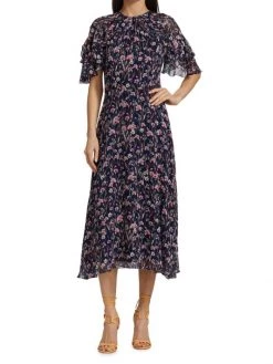 Teri Jon By Rickie Freeman Floral Ruffle-Sleeve Midi-Dress -Rickie Freeman Sales 2022 unnamed file 352