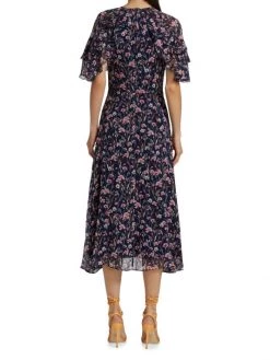 Teri Jon By Rickie Freeman Floral Ruffle-Sleeve Midi-Dress -Rickie Freeman Sales 2022 unnamed file 354