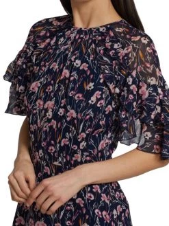 Teri Jon By Rickie Freeman Floral Ruffle-Sleeve Midi-Dress -Rickie Freeman Sales 2022 unnamed file 355
