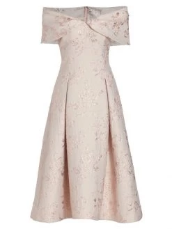 Teri Jon By Rickie Freeman Floral Jacquard Cocktail Dress