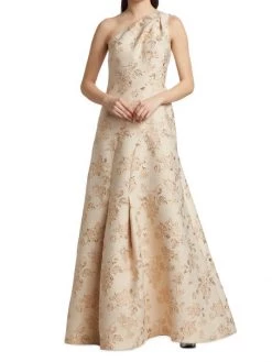 Teri Jon By Rickie Freeman One-Shoulder Floral Metallic Jacquard Gown -Rickie Freeman Sales 2022 unnamed file 366