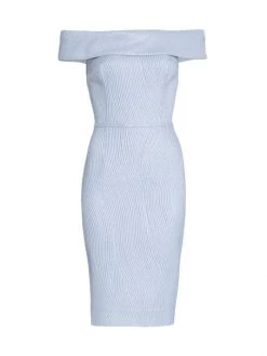 Teri Jon By Rickie Freeman Off-The-Shoulder Ribbed Cocktail Dress