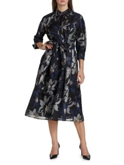 Teri Jon By Rickie Freeman Belted Shimmer Jacquard Tea-Length Dress -Rickie Freeman Sales 2022 unnamed file 387