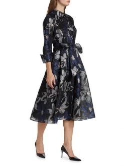 Teri Jon By Rickie Freeman Belted Shimmer Jacquard Tea-Length Dress -Rickie Freeman Sales 2022 unnamed file 388